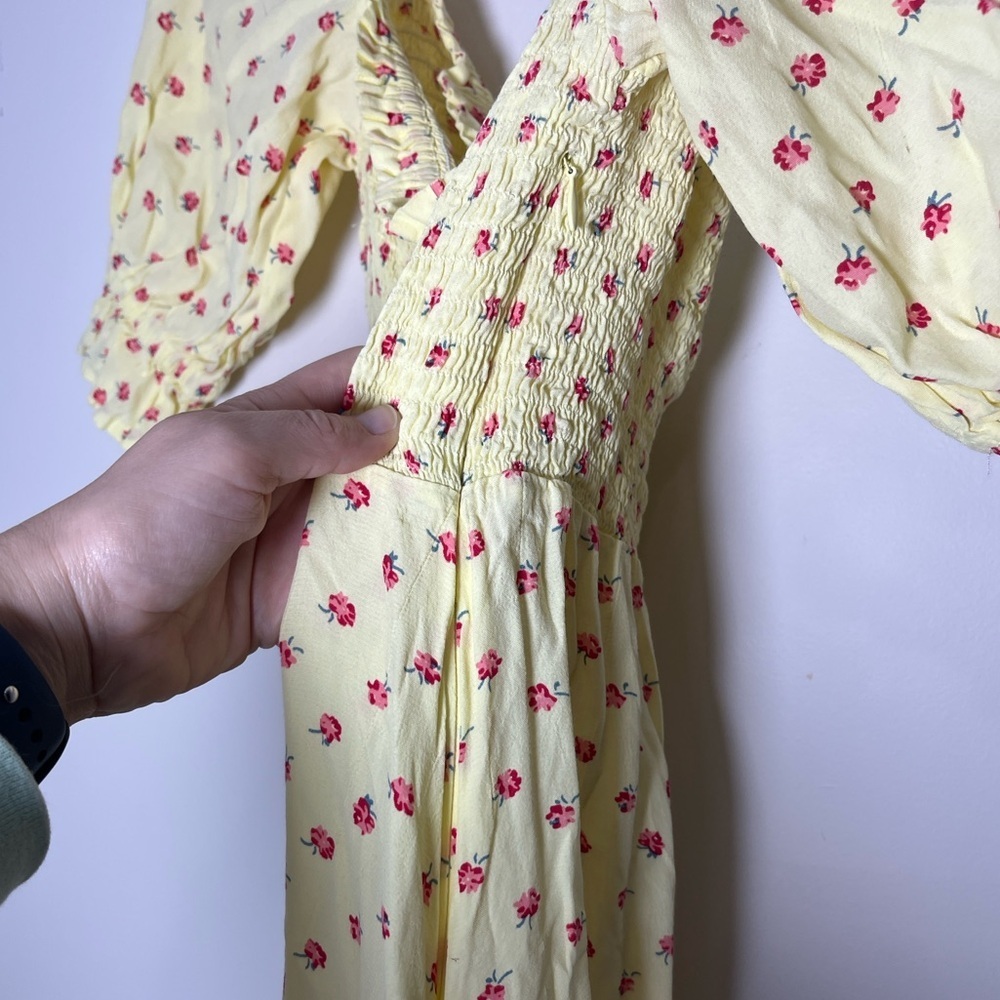 Faithfull The Brand Sage Mini Dress in Santa Maria Floral Yellow Sz XS - Picture 12 of 14